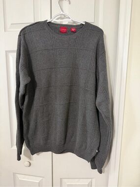 Arrow Men's Charcoal Grid-Texture Crewneck Sweater